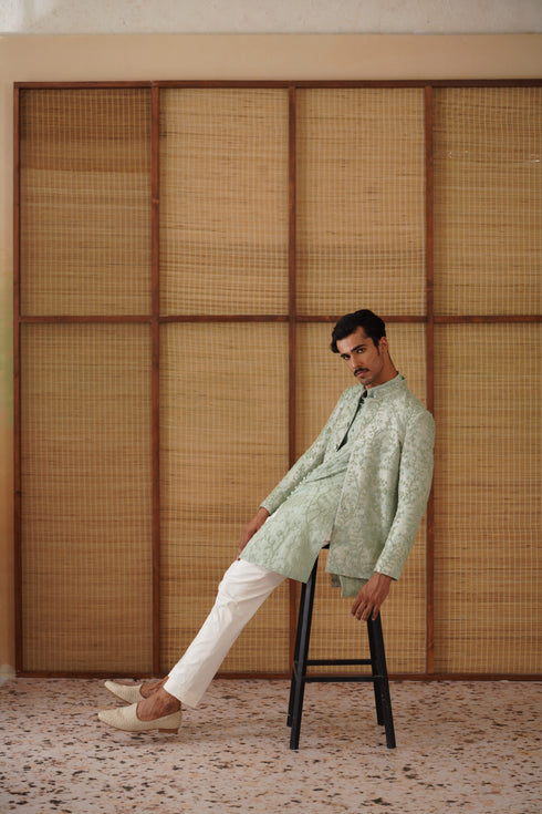 Beads Banarasi Bandhgala Set