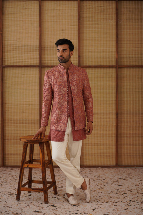 Beads Banarasi Bandhgala Set