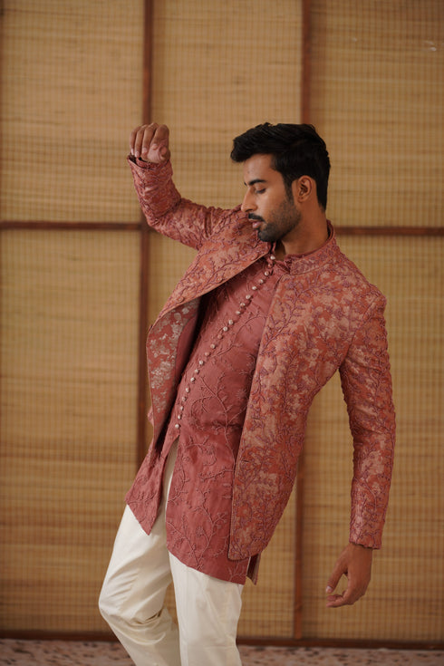 Beads Banarasi Bandhgala Set