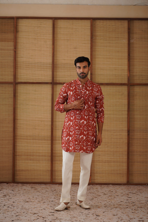 Bouquet of wildflowers printed short kurta set