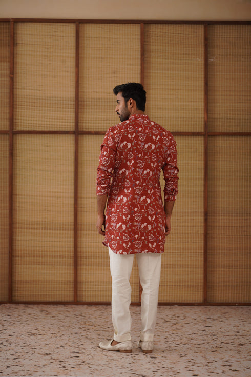 Bouquet of wildflowers printed short kurta set