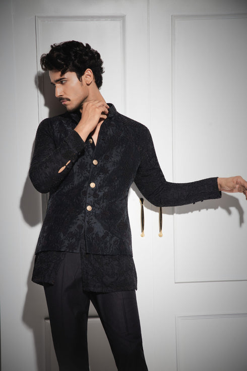 Banarasi Kora Nehru Jacket Set