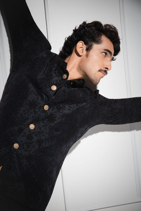 Banarasi Kora Nehru Jacket Set