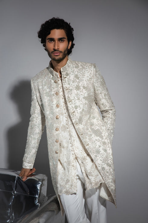 Banarasi Kora Achkan Set