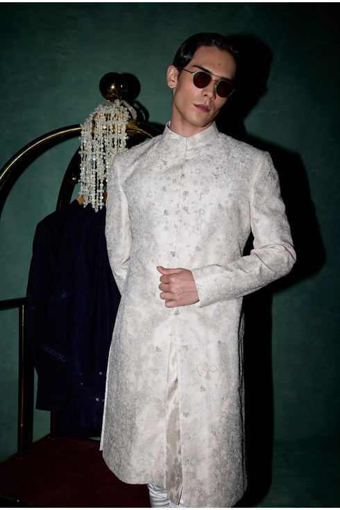 Kasuti Two Tone Floral Couture Classic Achkan