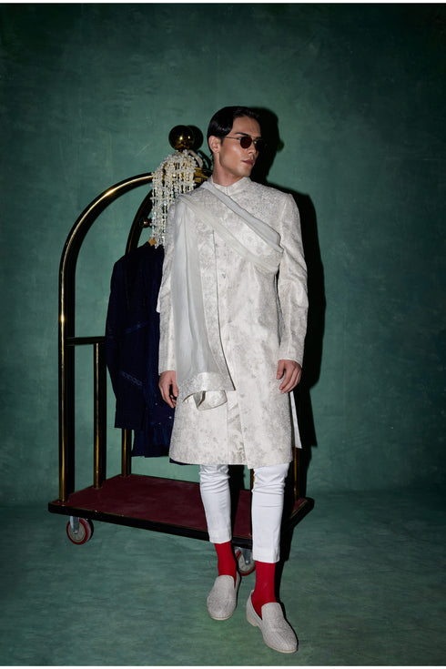 Kasuti Two Tone Floral Couture Classic Achkan