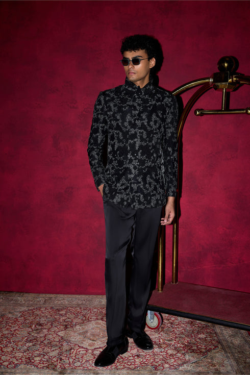 Kasuti Two Tone Floral Lapel Blazer