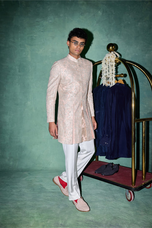 Kasuti Two Tone Floral Layered Achkan