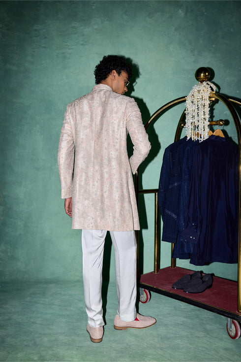 Kasuti Two Tone Floral Layered Achkan
