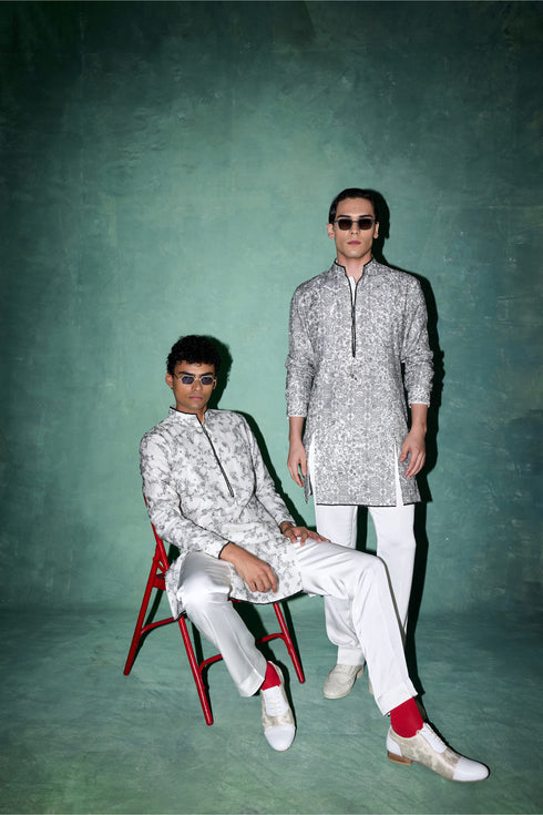 Kasuti Two Tone Floral Panel Kurta