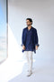 RTW-Chessboard Short Open Achkan with Henly Collar Kurta Set