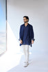 RTW-Chessboard Short Open Achkan with Henly Collar Kurta Set