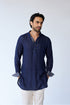 RTW-Chessboard Short Open Achkan with Henly Collar Kurta Set