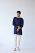 RTW-Chessboard Short Open Achkan with Boat Neck Kurta Set