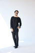 RTW-Chessboard Short Open Achkan with Boat Neck Kurta Set
