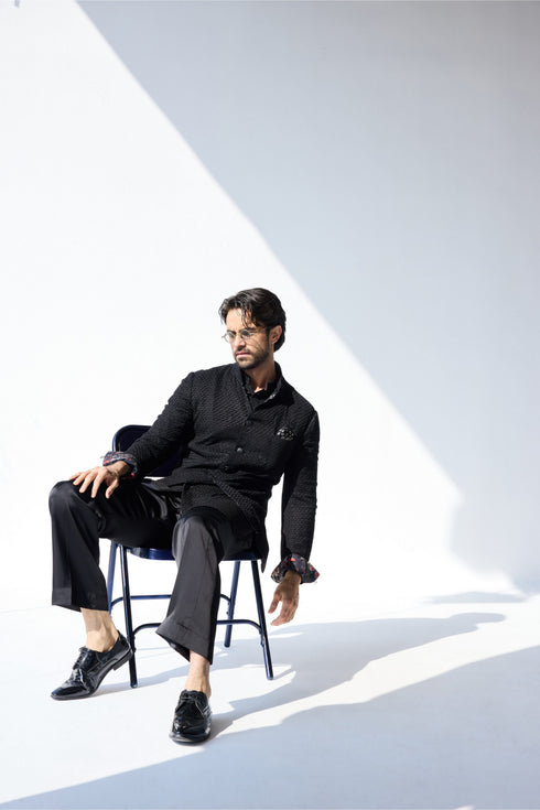 RTW-Square Bandhgala with Front Open Kurta Set