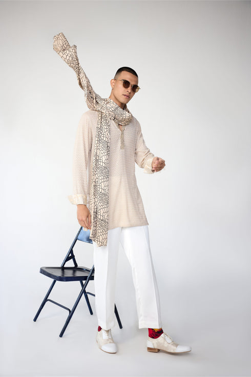 RTW-Poppy Bandhgala with Henly collar Kurta Set