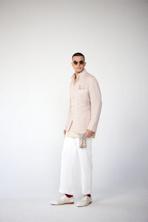 RTW-Poppy Bandhgala with Henly collar Kurta Set
