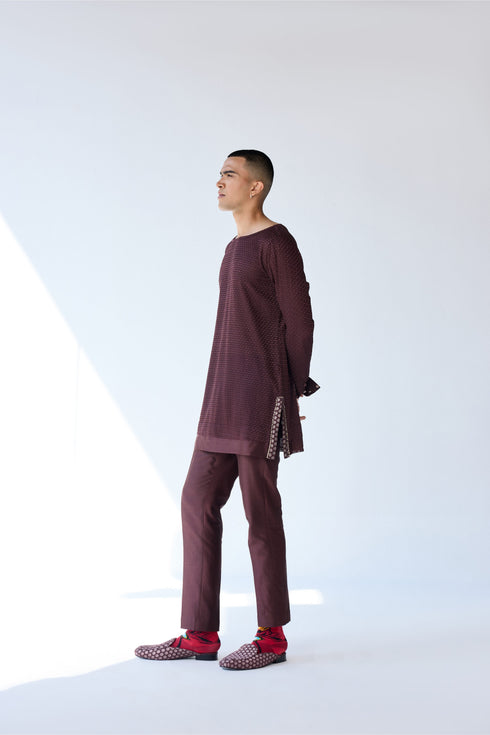RTW-Poppy Shrug with Boat Neck False Hem Kurta Set