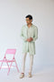RTW-Chessboard Open Short Achkan with Henly Collar Kurta Set
