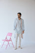 RTW-Chessboard Open Short Achkan with Henly Collar Kurta Set