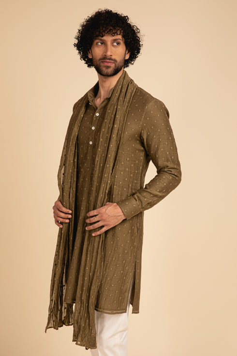 Jamdani Kurta with Stole and Pants