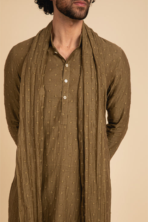 Jamdani Kurta with Stole and Pants