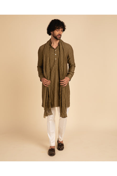 Jamdani Kurta with Stole and Pants