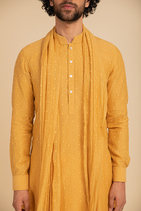Jamdani Kurta with Stole and Pants