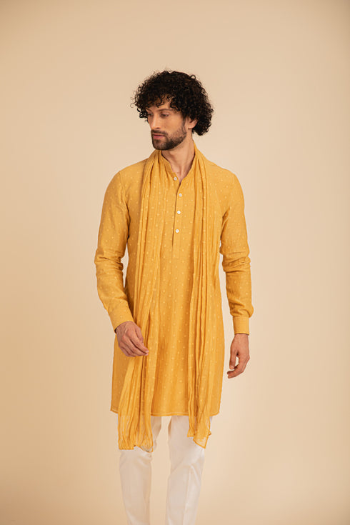 Jamdani Kurta with Stole and Pants