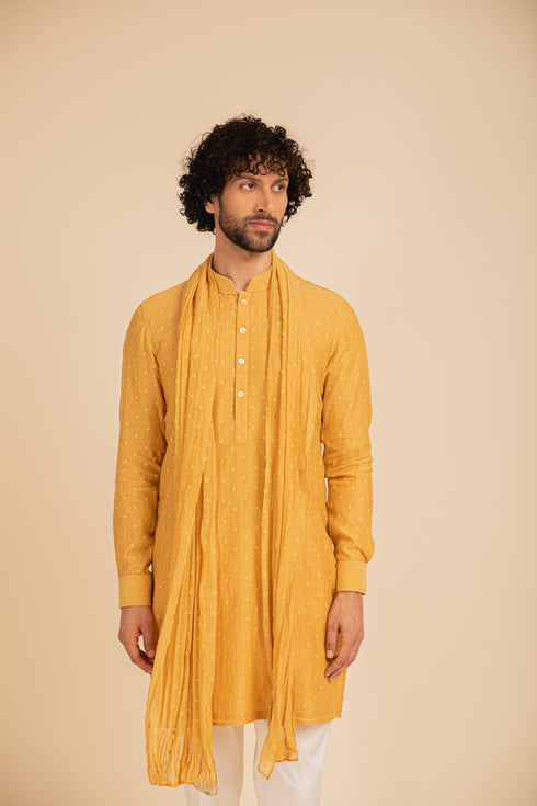 Jamdani Kurta with Stole and Pants