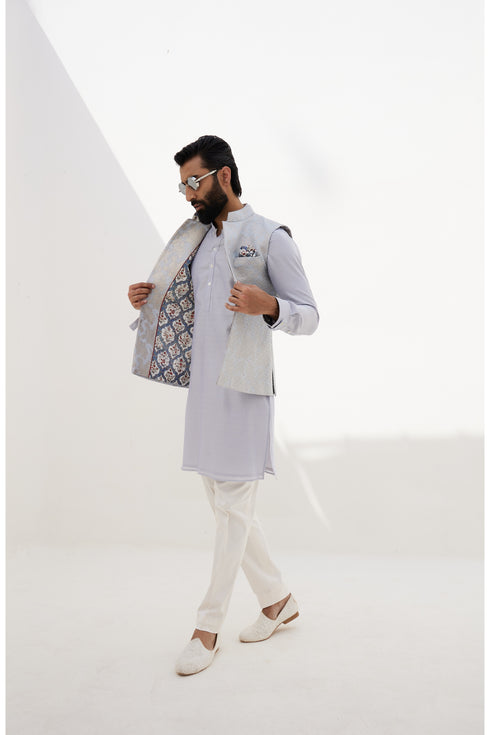Banarsi Double Scallop 2.0 Nehru Jacket Set