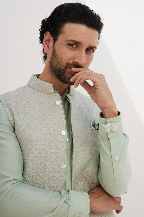 Banarsi Double Scallop 2.0 Nehru Jacket Set
