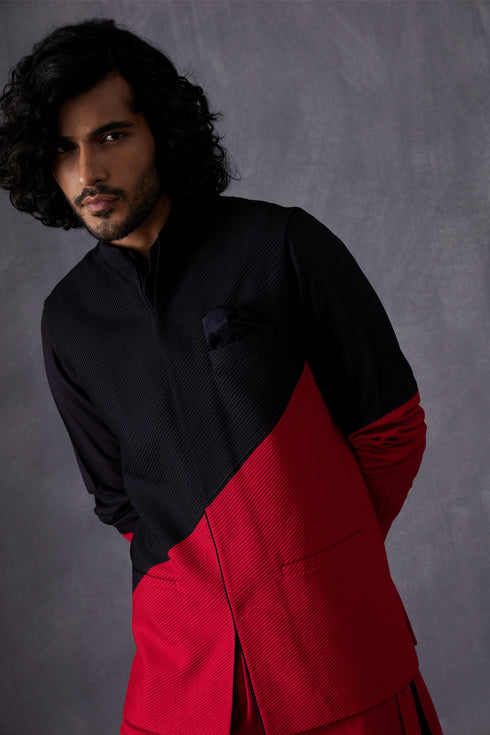 Color Block Nehru Jacket Set