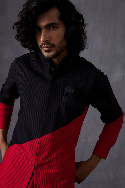 Color Block Nehru Jacket Set