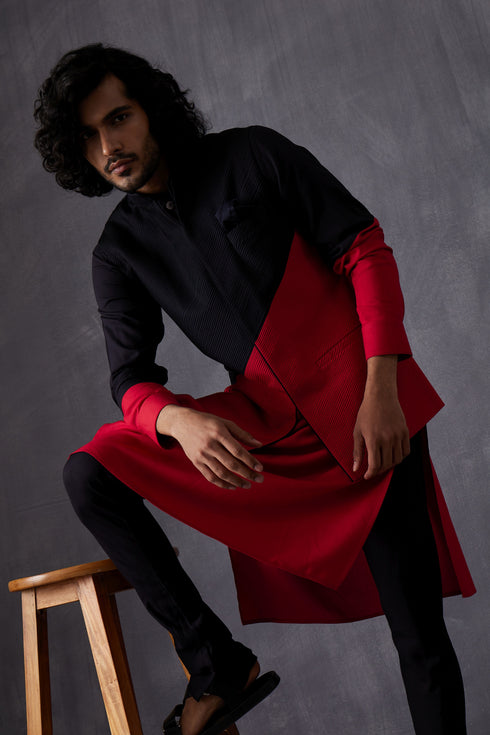 Color Block Nehru Jacket Set