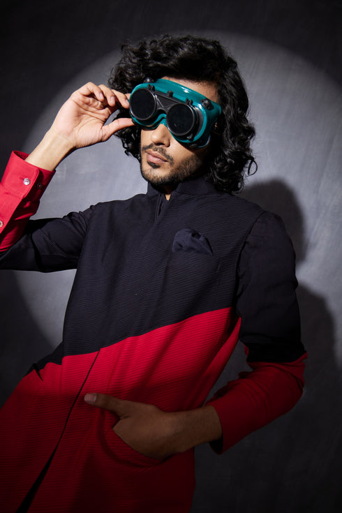 Color Block Nehru Jacket Set