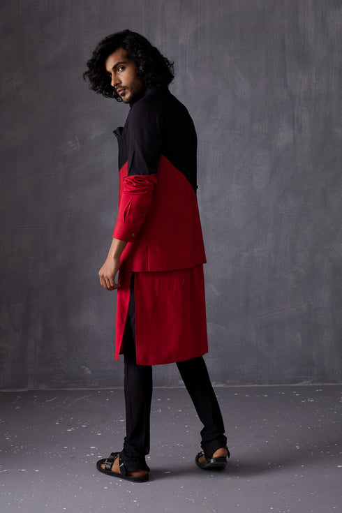 Color Block Nehru Jacket Set
