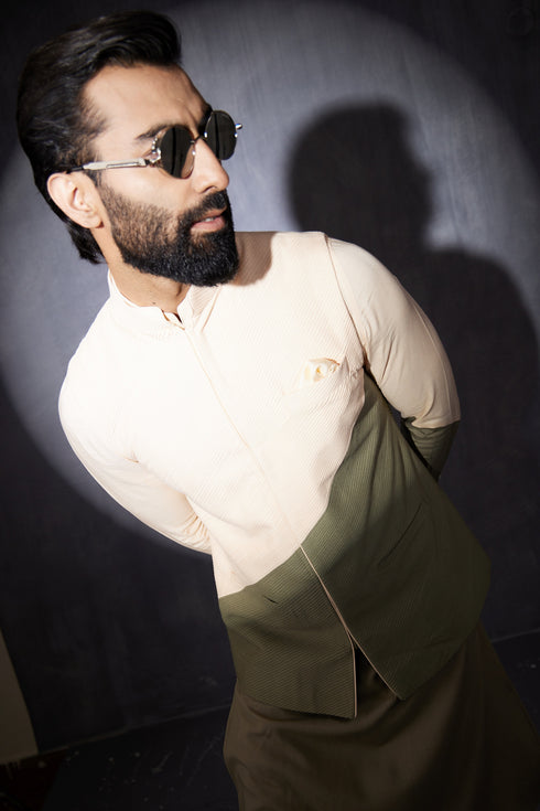 Color Block Nehru Jacket Set