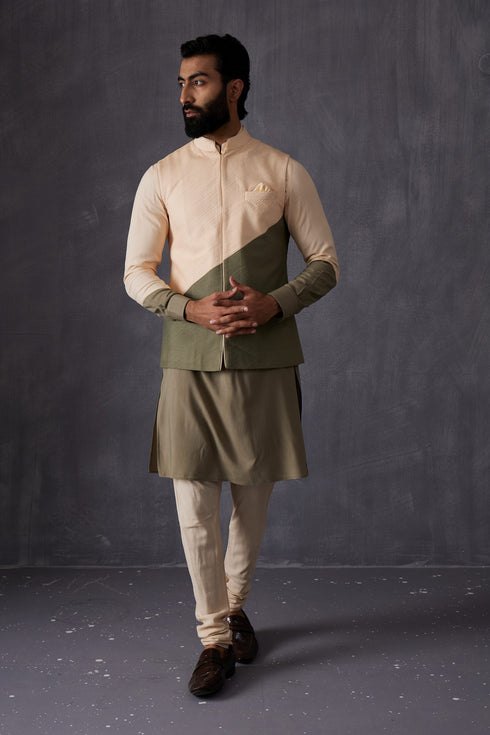Color Block Nehru Jacket Set