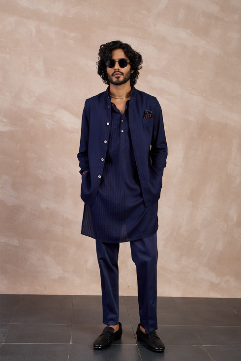 Basic Pintucks Nehru Jacket Set