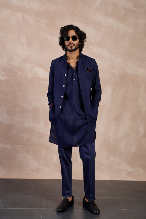 Basic Pintucks Nehru Jacket Set