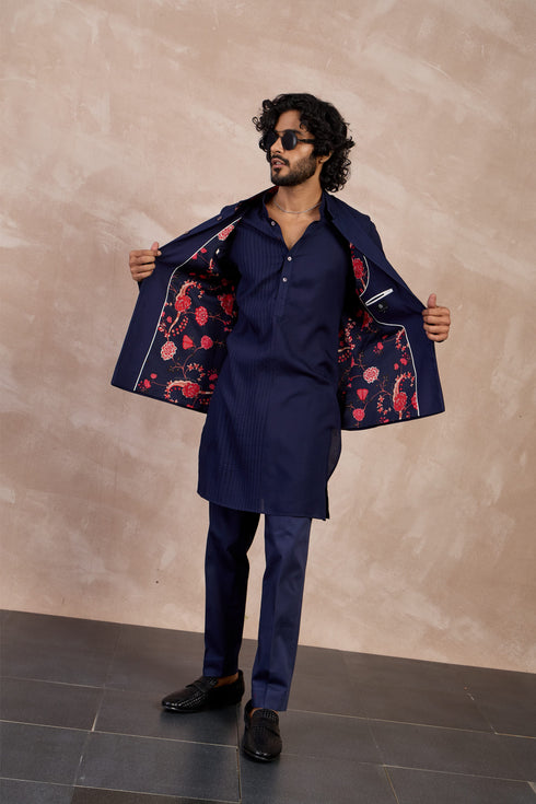 Basic Pintucks Nehru Jacket Set