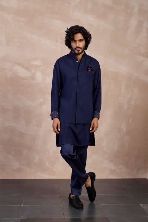 Basic Pintucks Nehru Jacket Set