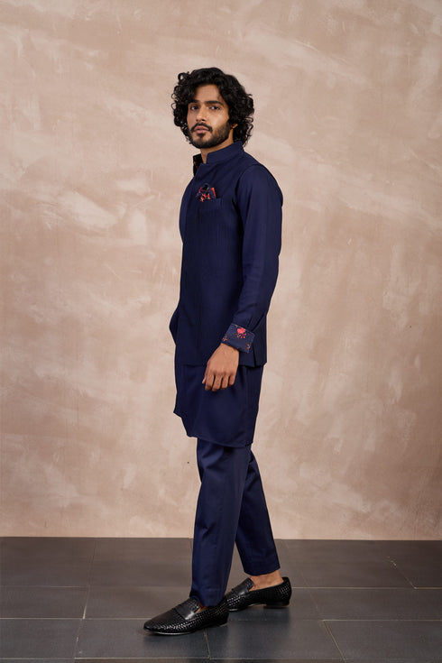 Basic Pintucks Nehru Jacket Set
