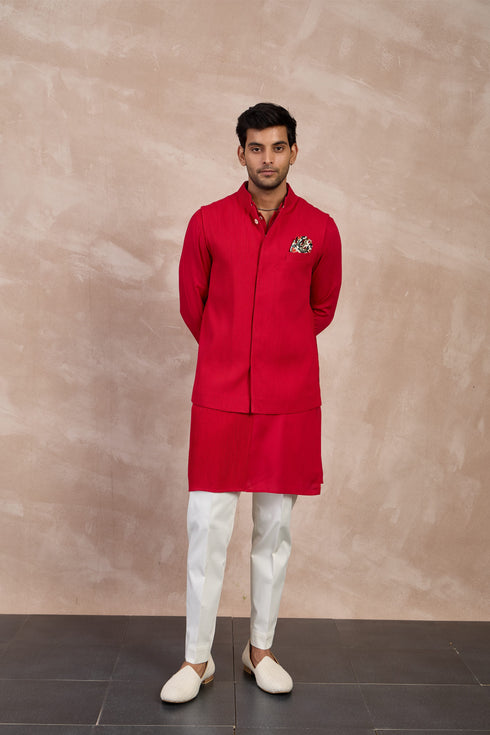 Basic Pintucks Nehru Jacket Set