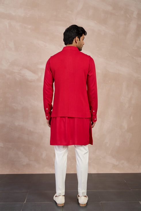 Basic Pintucks Nehru Jacket Set