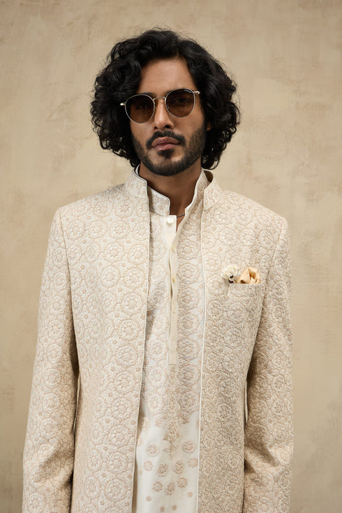 Floral Dori Open Achkan set