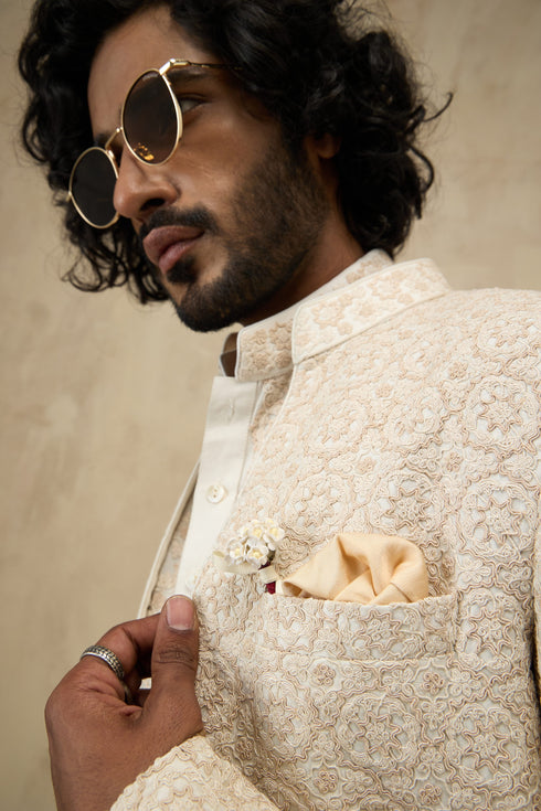 Floral Dori Open Achkan set