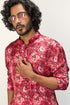 Red Peonies Kurta Set
